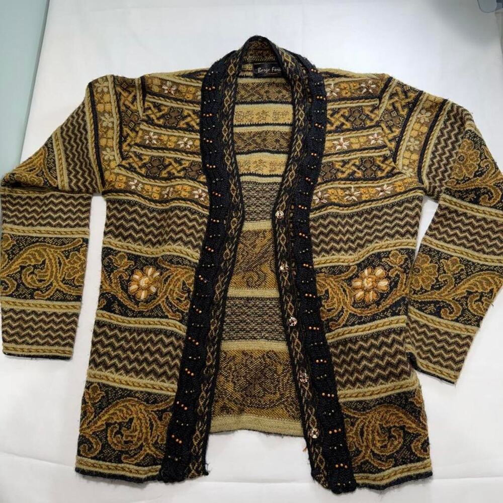 Vintage Borgo Forte Cardigan M 10 Beaded Embroidered Sweater